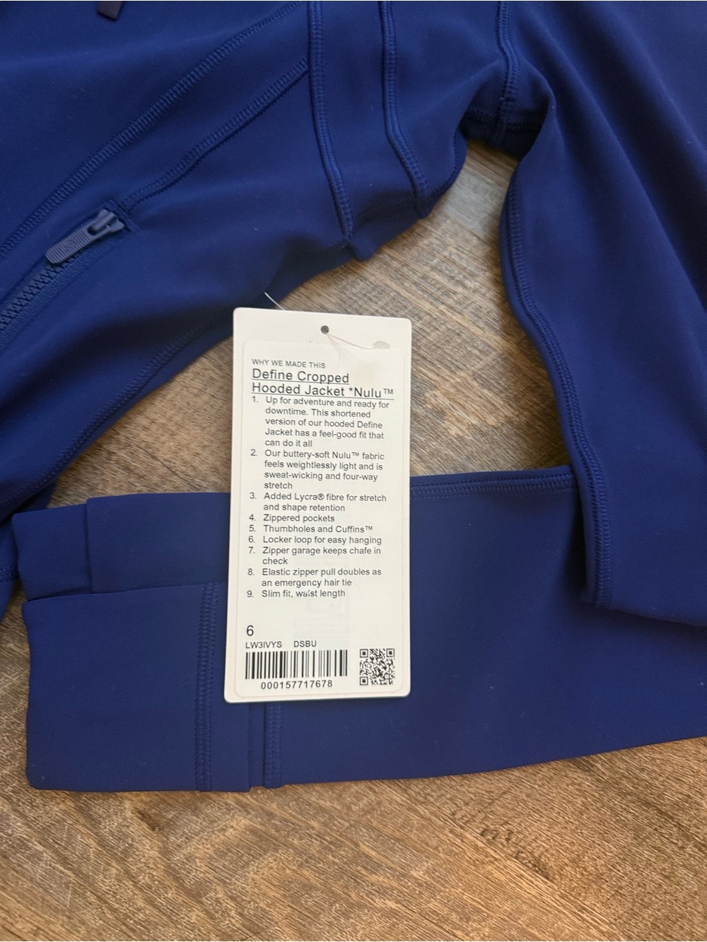 NWT Lululemon Crop Hooded Define Jacket Deep Sea Blue size 6 - Picture 3 of 4